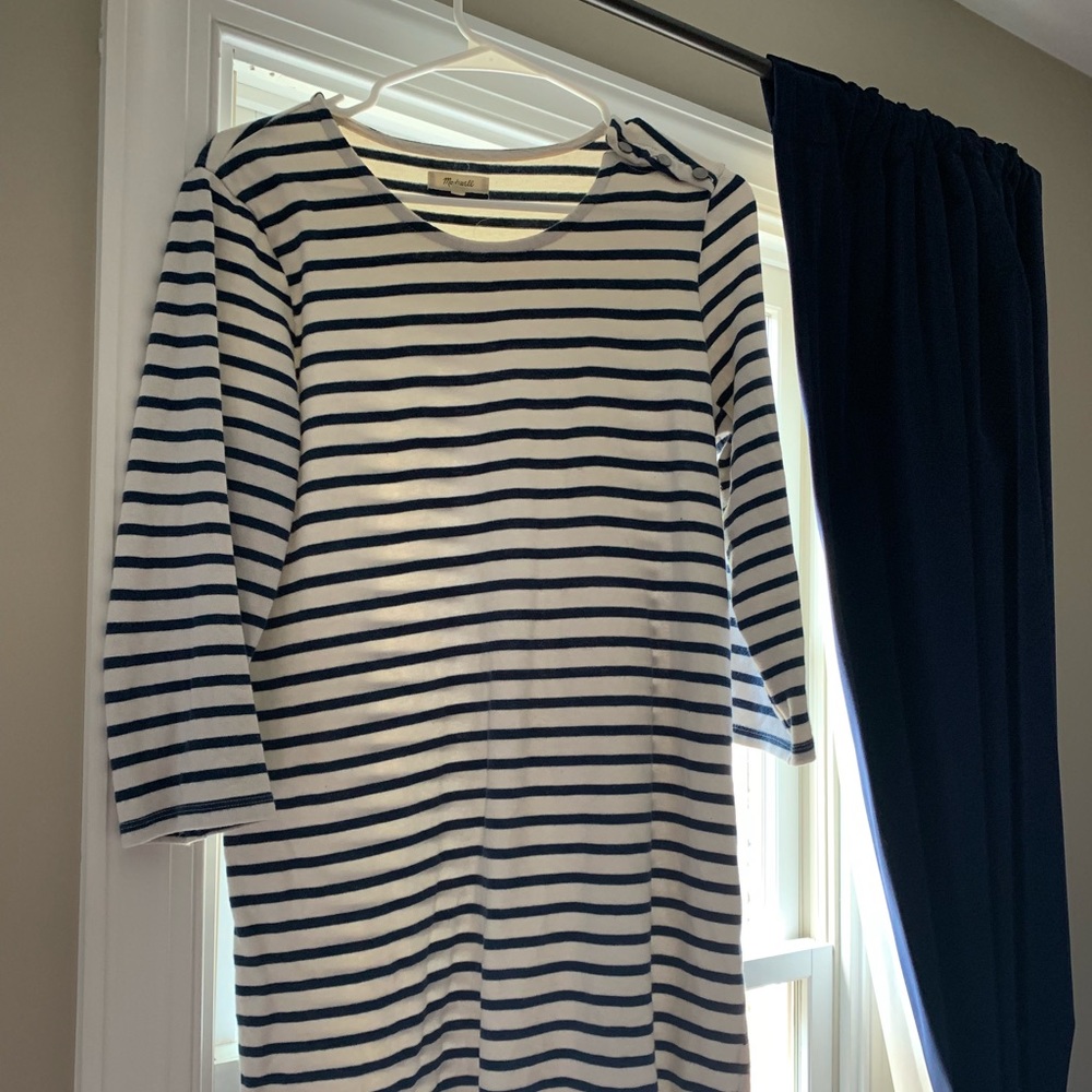 Madewell striped 3/4 sleeve shift dress
